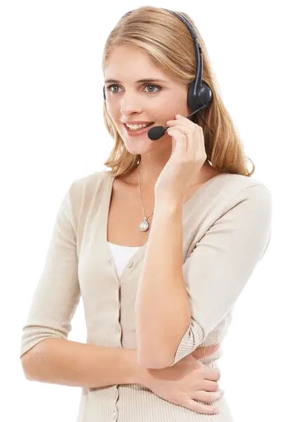 woman call center communication studio customer service crm questions help it support white background telemarketing agent consultant microphone faq advice contact 590464 266046